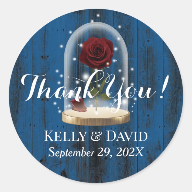 Adesivo Redondo Casamento Rustic Fairytale Rosa Glass Dome Marinho (Frente)