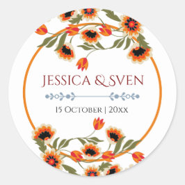 Adesivo Redondo Casamento Rustic Floral Escandinávia Inspirado Fol