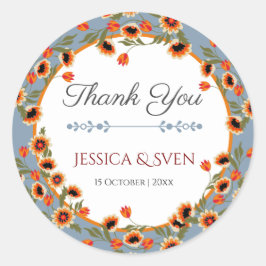 Adesivo Redondo Casamento Rustic Floral Escandinávia Inspirado Fol
