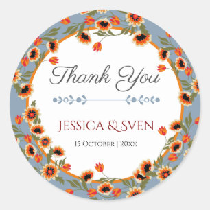 Adesivo Redondo Casamento Rustic Floral Escandinávia Inspirado Fol