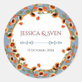 Adesivo Redondo Casamento Rustic Floral Escandinávia Inspirado Fol