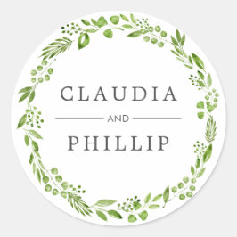 Adesivo Redondo Casamento Rustic Green Olive Leaf Wreath
