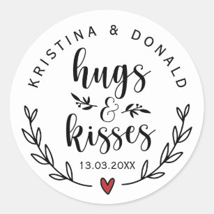 Adesivo Redondo Casamento Rustic Hugs & Kisses   CHÁ DE PANELA