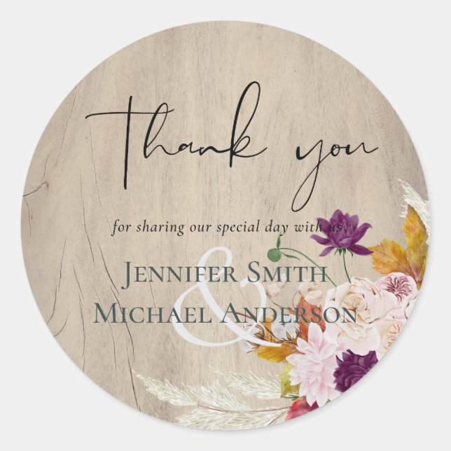 Adesivo Redondo Casamento Rustic Maroon Ginger Blush (Frente)