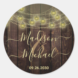 Adesivo Redondo Casamento Rustic Mason Jar Lantern