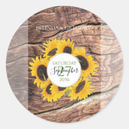 Adesivo Redondo Casamento Rustic Sunflower