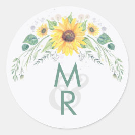 Adesivo Redondo Casamento Rustic Sunflower Country