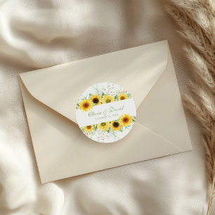 Adesivo Redondo Casamento Rustic Sunflower Delight