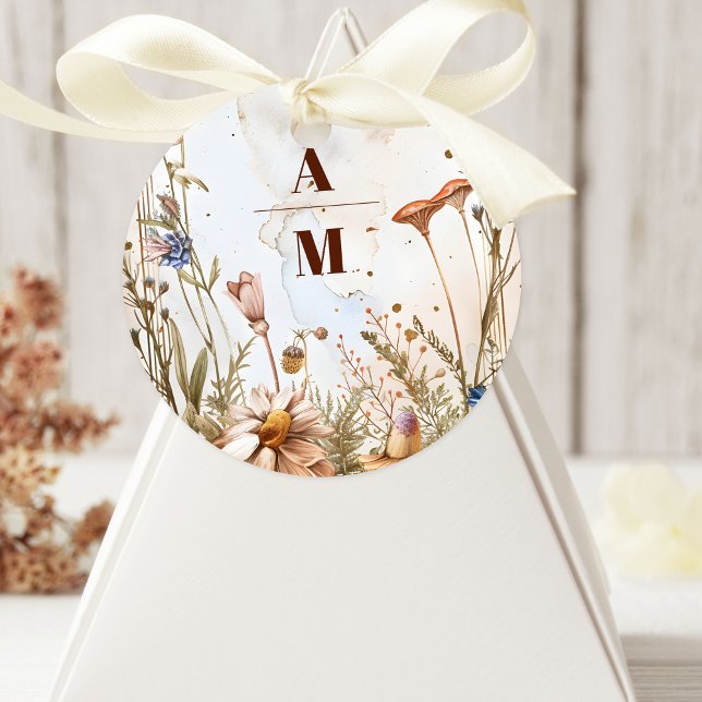 Adesivo Redondo Casamento Rustic Watercolor Woodland (Criador carregado)