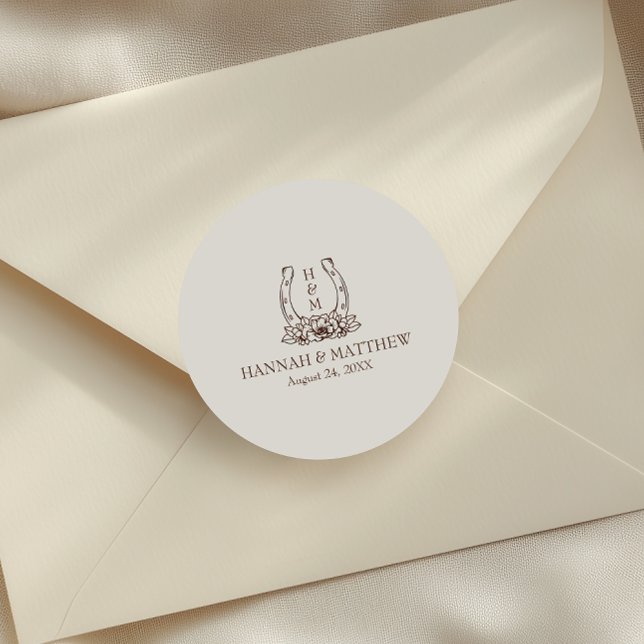 Adesivo Redondo Casamento Rustic Western Boho (Criador carregado)