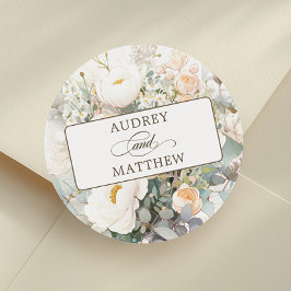 Adesivo Redondo Casamento Rustic White Blooms