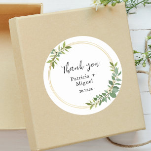 Adesivo Redondo Casamento Rustic Wildflower Green - Folhagem Verde