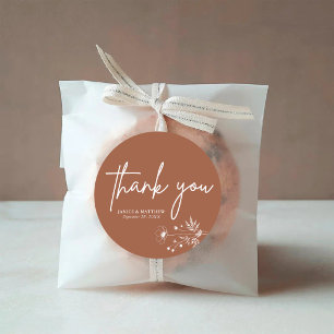 Adesivo Redondo Casamento Rustic Wildflower Terracotta Boho