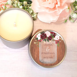 Adesivo Redondo Casamento Rustic Wood Floral Mason Jar Lights