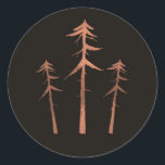 Adesivo Redondo Casamento Rústico Árvores de Pinheiro Alto Bronze<br><div class="desc">Itens correspondentes disponíveis.</div>