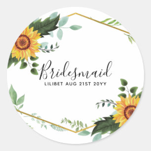 Adesivo Redondo Casamento Rústico BOHO Girassóis Verduras