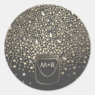 Adesivo Redondo Casamento Rústico de Chalkboard de Bombeiros Doura