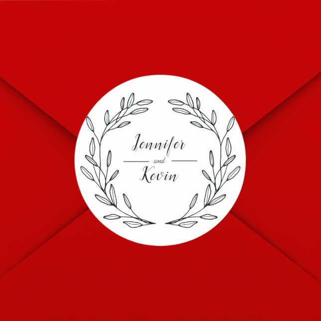 Adesivo Redondo Casamento Rustico de Flores Selvagens Elegante (Criador carregado)