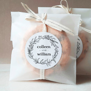 Adesivo Redondo Casamento Rústico de Flores Silvestres Folclóricas