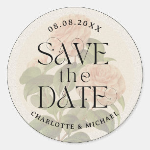 Adesivo Redondo Casamento Save the Date Rústico Vintage Tendência