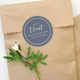 Adesivo Redondo Casamento Script de Caligrafia Simples Cinza