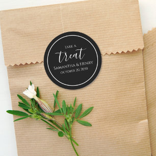 Adesivo Redondo Casamento Script de Caligrafia Simples Tratamento