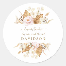 Adesivo Redondo Casamento Seco De Palma De Pampas De Flores De Blu