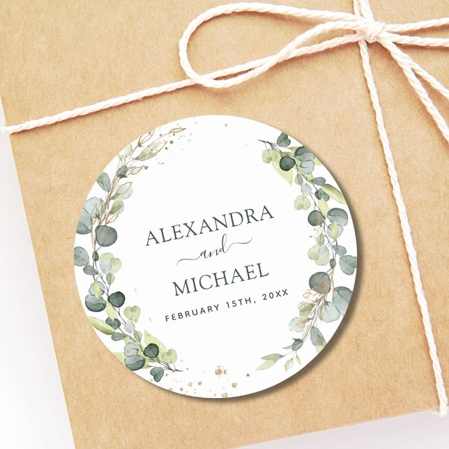 Adesivo Redondo Casamento Selo Eucalyptus Greenerent (Criador carregado)