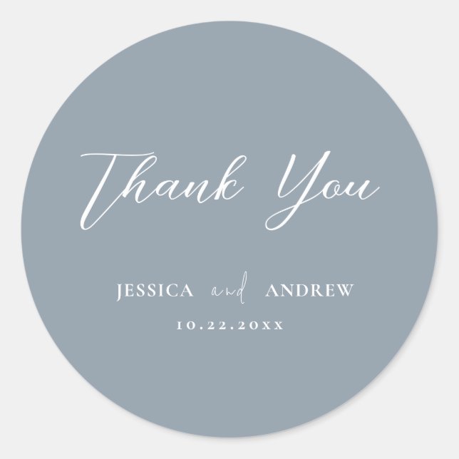 Adesivo Redondo Casamento Simples, Azul e Branco, com poeira mínim (Frente)