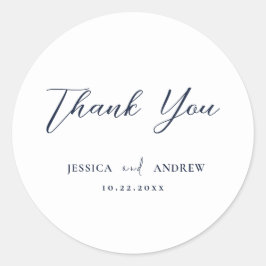 Adesivo Redondo Casamento Simples Azul e Branco do Marinho Elegant