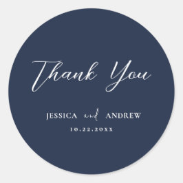 Adesivo Redondo Casamento Simples Azul e Branco do Marinho Elegant