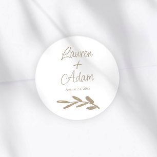 Adesivo Redondo Casamento Simples com Letra Dourada