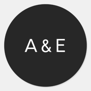 Adesivo Redondo Casamento Simples de Ampersand Preto Monograma