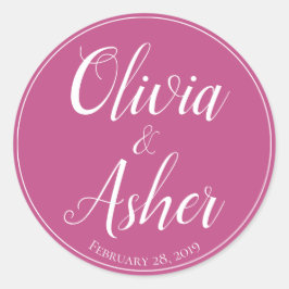 Adesivo Redondo Casamento Simples De Aquarela Amaranth Thistle Flo