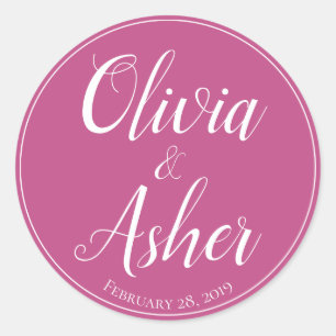 Adesivo Redondo Casamento Simples De Aquarela Amaranth Thistle Flo