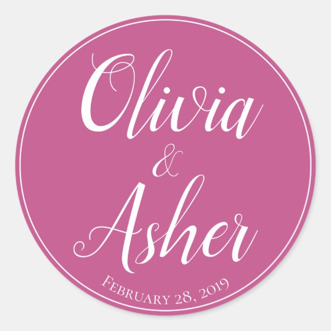 Adesivo Redondo Casamento Simples De Aquarela Amaranth Thistle Flo (Frente)