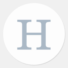 Adesivo Redondo Casamento Simples de Azul e Monograma Branco