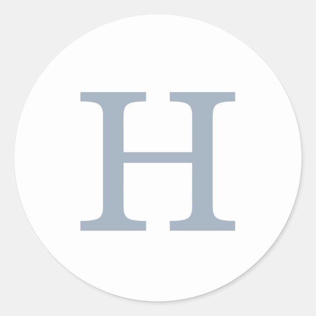 Adesivo Redondo Casamento Simples de Azul e Monograma Branco (Frente)