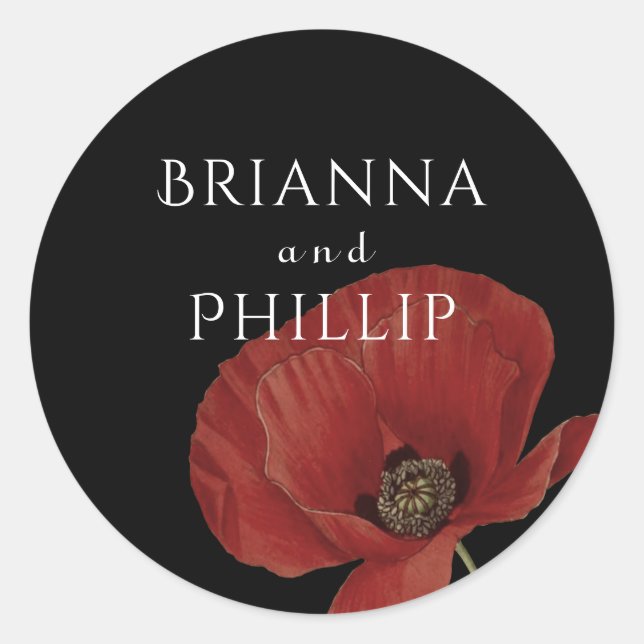 Adesivo Redondo Casamento Simples De Molho Vermelho Com Aquarela (Frente)