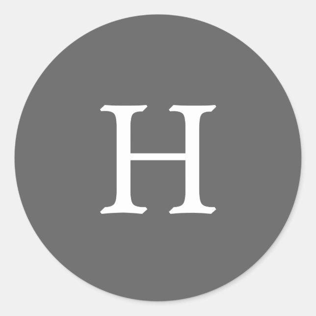Adesivo Redondo Casamento Simples de Monograma de Cinzas (Frente)