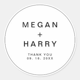 Adesivo Redondo Casamento Simples de Monograma Elegante