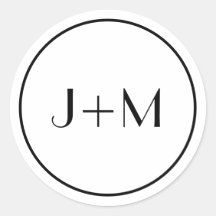 Casamento Simples de Monograma Preto Minimalista