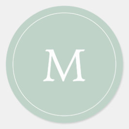 Adesivo Redondo casamento simples de monograma verde-sábio