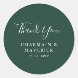 Adesivo Redondo Casamento Simples de Texto Branco