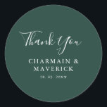 Adesivo Redondo Casamento Simples de Texto Branco<br><div class="desc">Adicione um toque elegante à sua decoração de casamento com o nosso Simple Emerald White Text Classic Round Sticker. Apresentando um rico fundo esmeraldo e um texto branco nítido, este adesivo é perfeito para selar convites de casamento, decorar caixas de favor ou adicionar um toque pessoal a qualquer item de...</div>