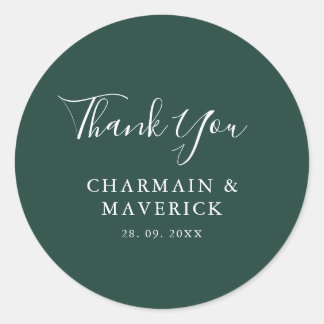Adesivo Redondo Casamento Simples de Texto Branco