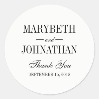 Adesivo Redondo Casamento Simples e Elegante Obrigado A Favor Stic