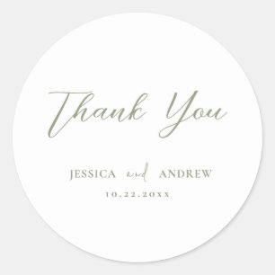 Adesivo Redondo Casamento Simples e Verde Sage Minimalista