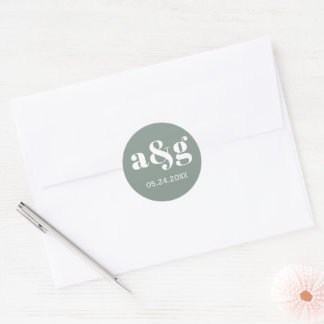 Adesivo Redondo Casamento simples, elegante de cinza monográfica