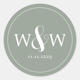 Adesivo Redondo Casamento Simples Elegante Moderno Monograma
